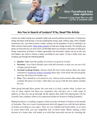 are you in search of lockers if so read this