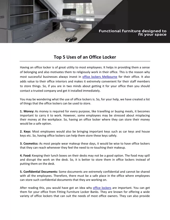 top 5 uses of an office locker