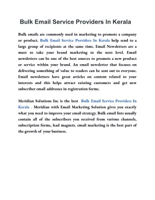 Bulk Email Service Providers In Kerala