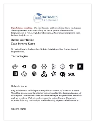 data science coaching wir sind datamics