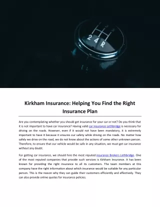 Kirkham Insurance Helping You Find the Right Insurance Plan