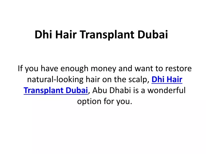 dhi hair transplant dubai