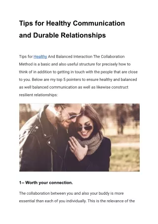 Tips for Healthy Communication & Durable Relationships