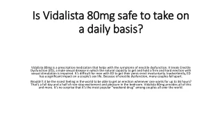 is vidalista 80mg safe to take on a daily basis