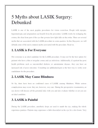 5 Myths about LASIK Surgery