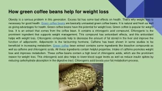 How green coffee beans help for weight loss