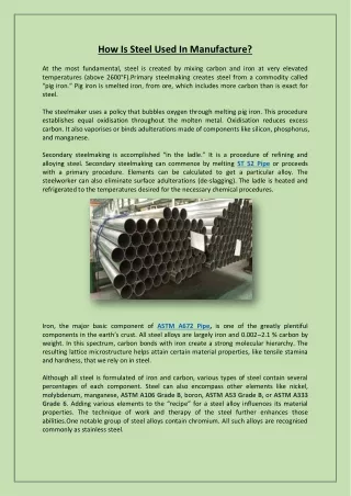 How is steel used in manufacture_
