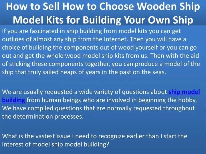 how to sell how to choose wooden ship model kits for building your own ship