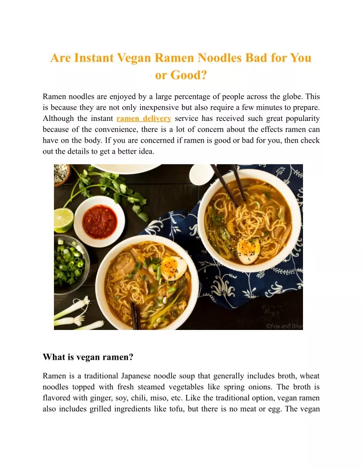 are instant vegan ramen noodles