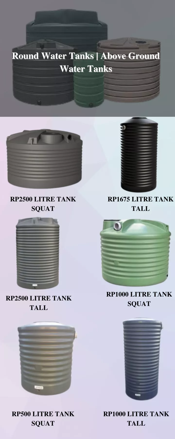 round water tanks above ground water tanks