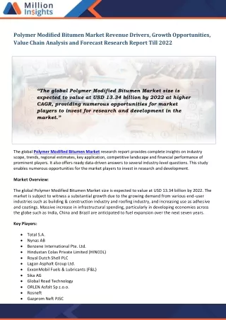 polymer modified bitumen market revenue drivers
