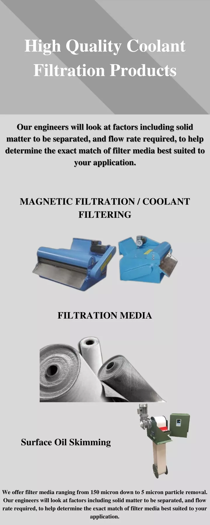 high quality coolant filtration products
