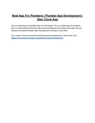 Best App For Plumbers | Plumber App Development | Uber Clone App