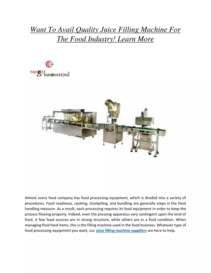 want to avail quality juice filling machine