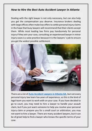 How to Hire the Best Auto Accident Lawyer in Atlanta, GA