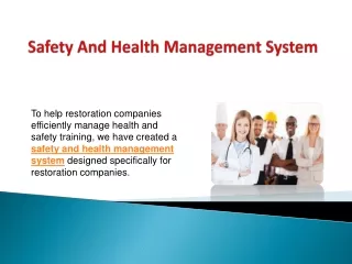 Safety And Health Management System