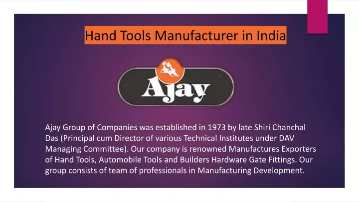 hand tools manufacturer in india