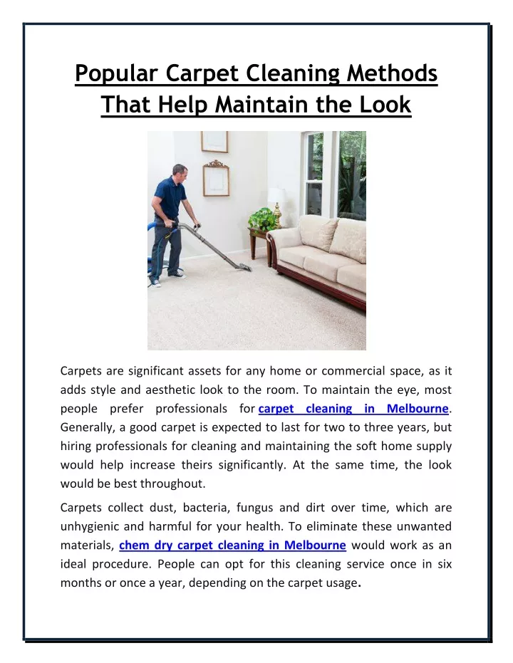 popular carpet cleaning methods that help