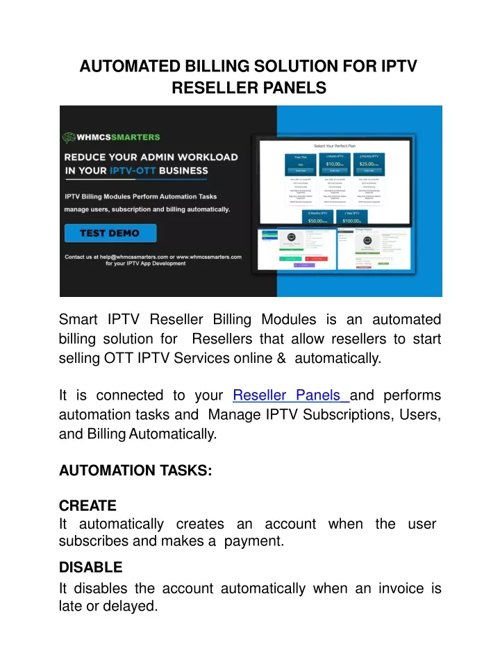 automated billing solution for iptv reseller