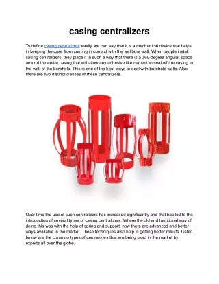 casing centralizers