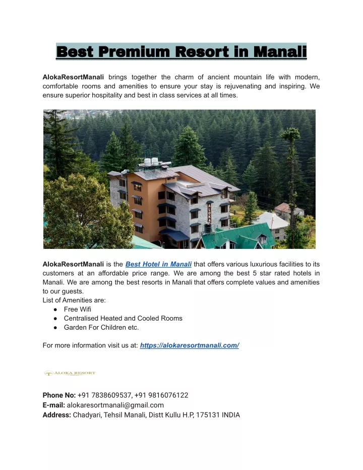 best premium resort in manali