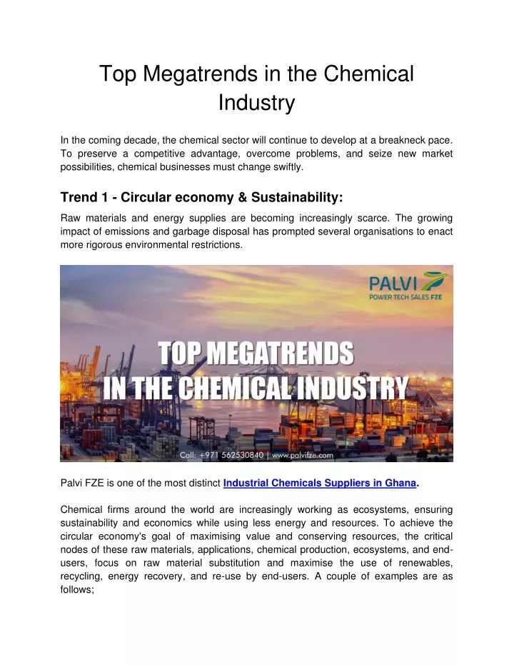 top megatrends in the chemical industry