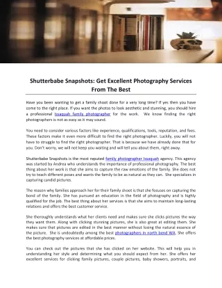 Shutterbabe Snapshots- Get Excellent Photography Services From The Best