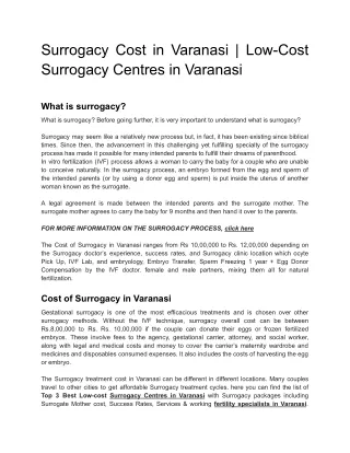 Surrogacy Cost in Varanasi _ Low-Cost Surrogacy Centres in Varanasi