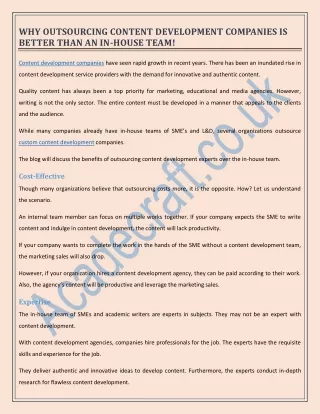 why outsourcing content development companies