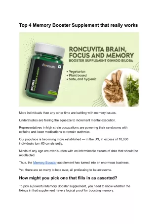 top 4 memory booster supplement that really works