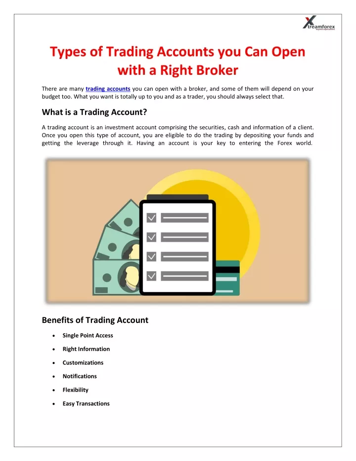 types of trading accounts you can open with