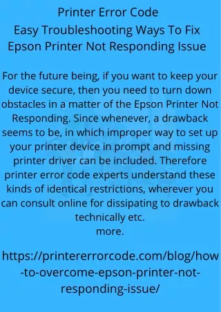 Easy Troubleshooting Ways To Fix Epson Printer Not Responding Issue