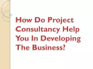 how do project consultancy help you in developing the business