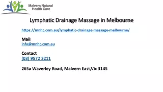 Relaxing And Best Massage Lymphatic Drainage Massage Melbourne
