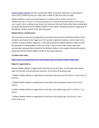 rollator walker market has been valued 72 million
