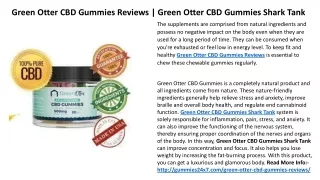 Green Otter CBD Gummies Reviews | Green Otter CBD Gummies Shark Tank