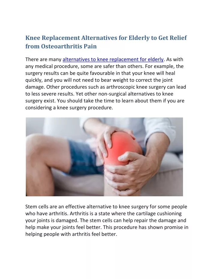 knee replacement alternatives for elderly