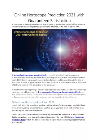 online horoscope prediction 2021 with guaranteed