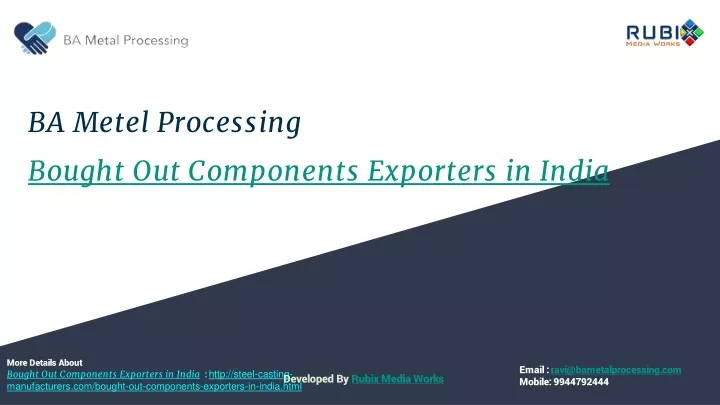 ba metel processing bought out components exporters in india