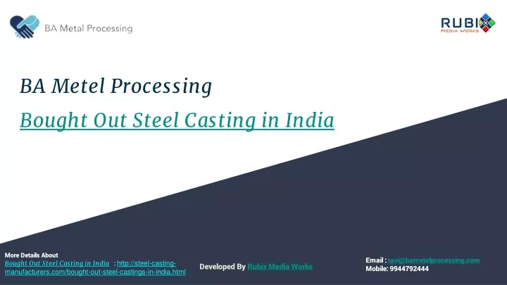 ba metel processing bought out steel casting in india