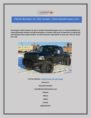 Vehicle Bumpers for Sale Canada | Adrenalinebumpers.com