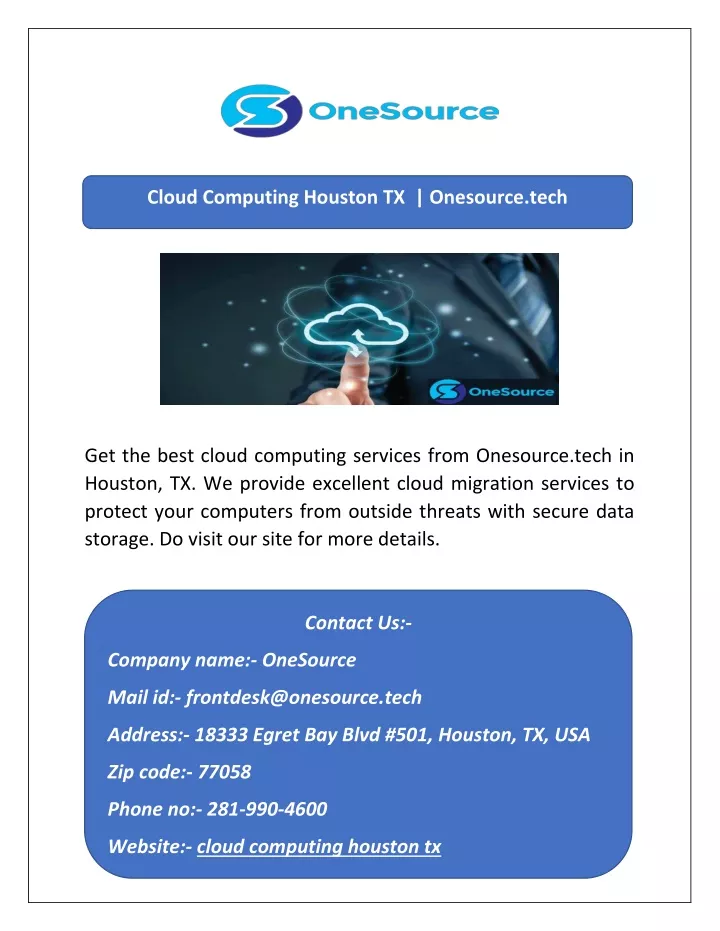 cloud computing houston tx onesource tech