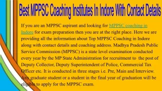 MPPSC Coaching In Indore