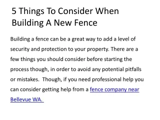 5 things to consider when building a new fence