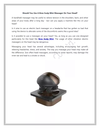should you use a breo scalp mini massager on your