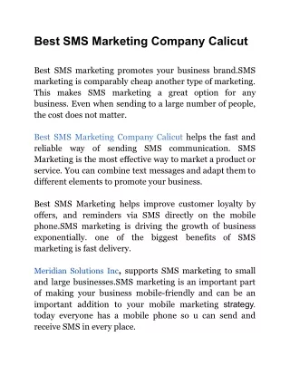 Best SMS Marketing Company Calicut