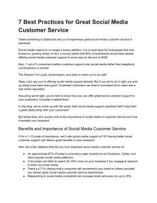 7 Best Practices for Great Social Media Customer Service