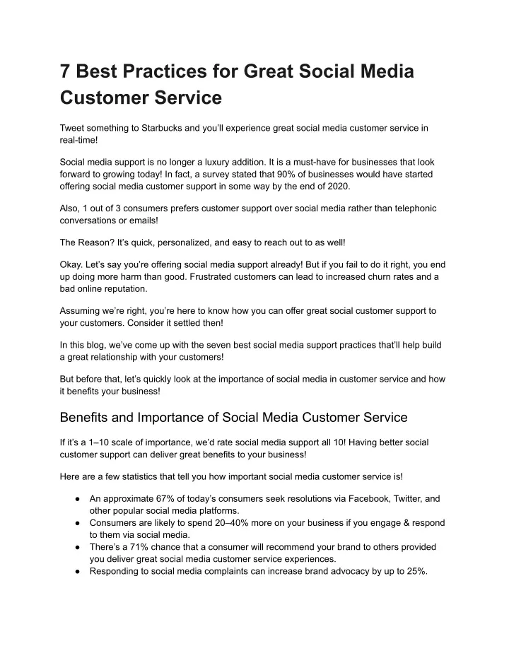 7 best practices for great social media customer