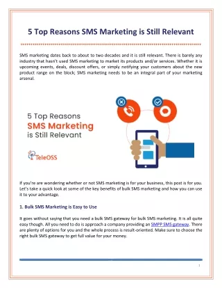 5 Top Reasons SMS Marketing is Still Relevant