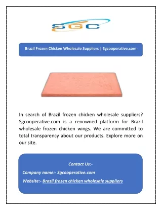 Brazil Frozen Chicken Wholesale Suppliers | Sgcooperative.com